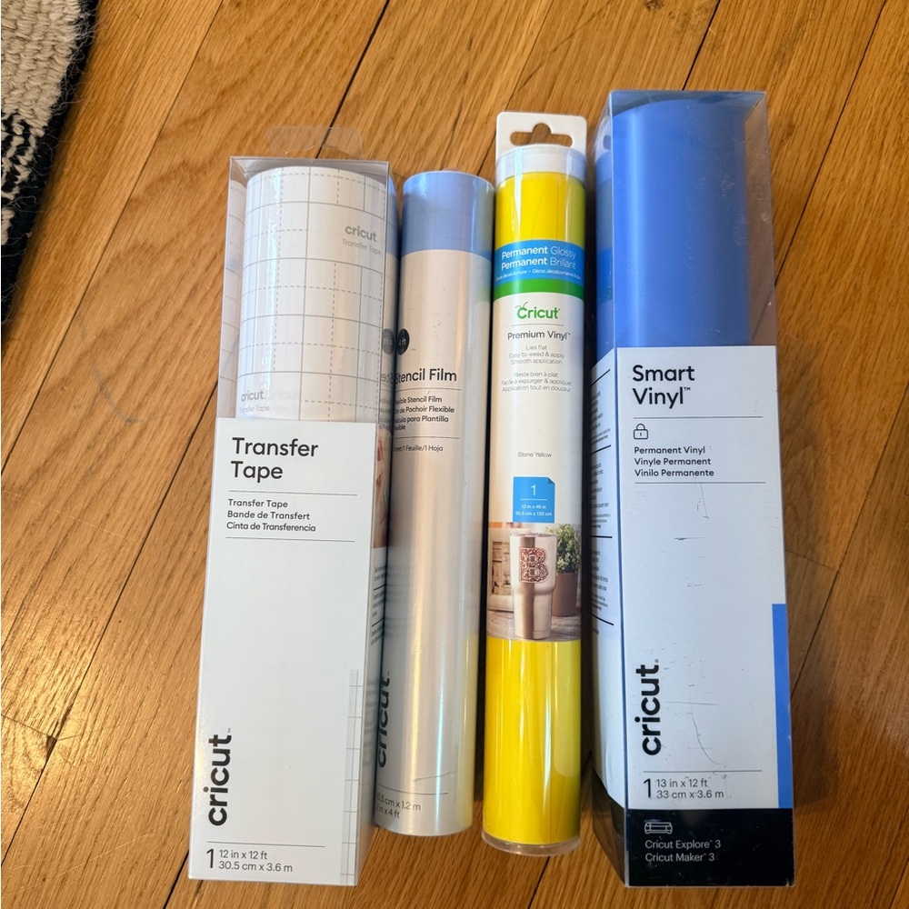 MWT Cricut Premium Vinyl Roll - Bright Yellow blue stencil, film, transfer tape